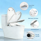 WHALL - Smart Bidet Toilet Seat, Retractable Dual Nozzles & Adjustable Pressure, Heated Seat & Warm Water