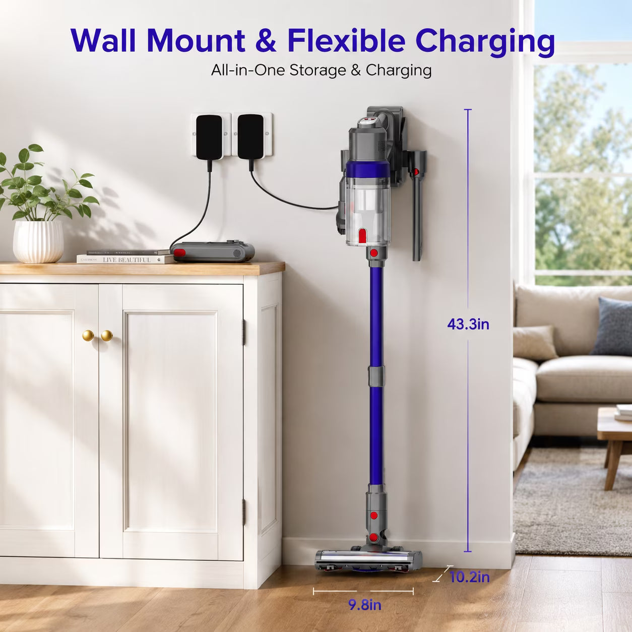 WHALL Cordless Stick Vacuum Cleaner with Brushless Motor