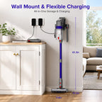 WHALL Cordless Vacuum Cleaner, Portable Stick Vacuum for Hardfloor and Carpet, Lightweight Vacuum Cleaner with LED Display & BLDC Brushless Motor