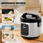 WHALL Digital Rice Cooker – 10-Cup Uncooked / 20-Cup Cooked Capacity,Slow Cooker, Oatmeal Setting, Auto Keep Warm Feature, Stainless Steel