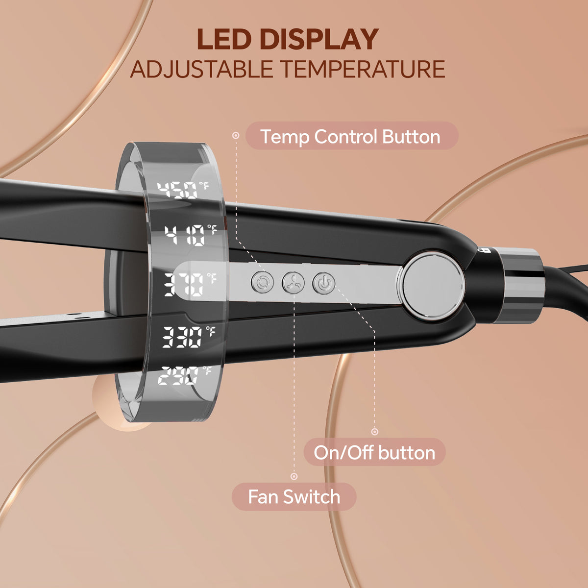 Nicebay Hair Straightener, Airflow Styling, 1 inch Curling Wand Cool Air Vent, 5 Temp, Dual Voltage