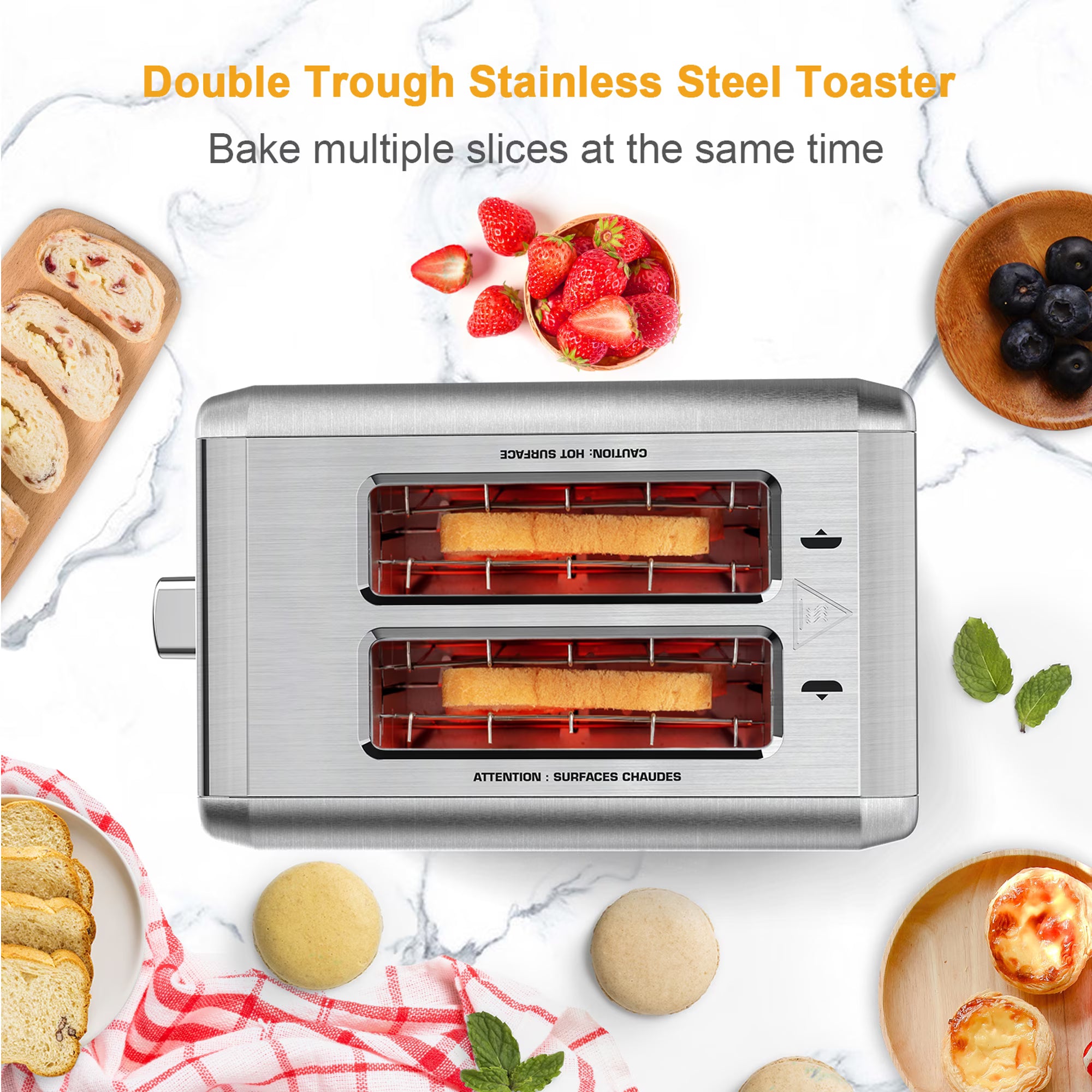 Whall Knob Toaster 2 Slice | Stainless Steel, Digital Timer, Sound | 6 Bread Types & Shades