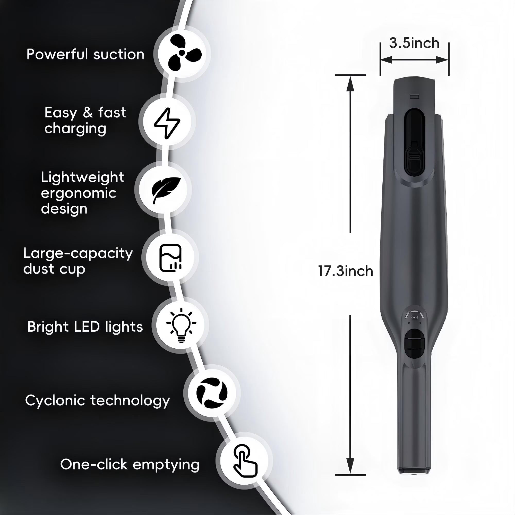 WHALL Cordless Handheld Vacuum Cleaner, Powerful Suction Portable Hand Vacuum with LED Light, Rechargeable Lightweight Mini Hand held Vacuum with HEPA Filte