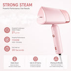 WHALL Foldable Handheld Steamer, Portable Lightweight Wrinkle Remover with Fast Heating & Powerful Steam, Compact Design Garment Steamer for Home and Travel