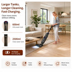 WHALL Cordless Wet Dry Vacuum Cleaner, 15kPa Suction Vacuum Mop Floor Washer with Self-Cleaning Brush Roll, Smart Voice Guidance, 0.6L Tank