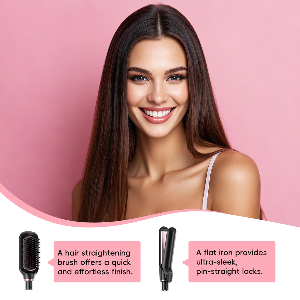 Nicebay Curling Iron Set-Instant Heat Hair Curling Wand Set with Curling Brush,