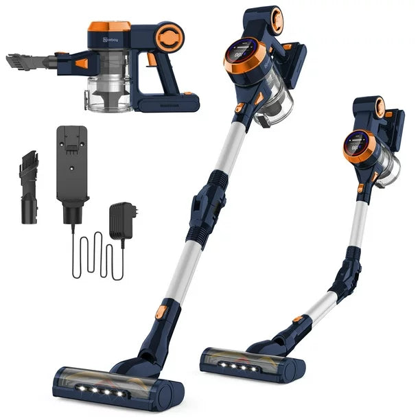 NICEBAY® EV-6803 25Kpa Brushless Motor Stick Cordless Vacuum Cleaner with LED Smart Induction auto-adjustment  Blue and Orange Color