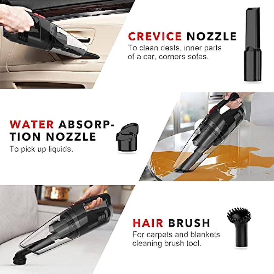 Whall Mini Portable Cordless Handheld Vacuum With 8500 Pa, Washable  Filters, A Lightweight Wet Dry Vac Feature : Target