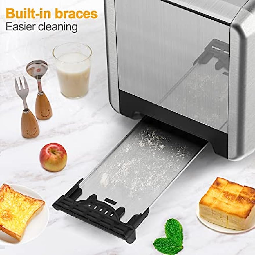 WHALL Toaster 2 slice Stainless Steel Toasters with Bagel, Cancel, Def