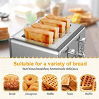 WHALL Toaster 4 Slice Stainless Steel,Toaster-6 Bread Shade Settings,Bagel/Defrost/Cancel Function with Dual Control Panels,Extra Wide Slots,Removable Crumb Tray,for Various Bread Types 1500W