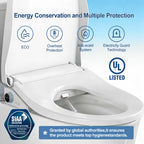 WHALL - Smart Bidet Toilet Seat, Retractable Dual Nozzles & Adjustable Pressure, Heated Seat & Warm Water