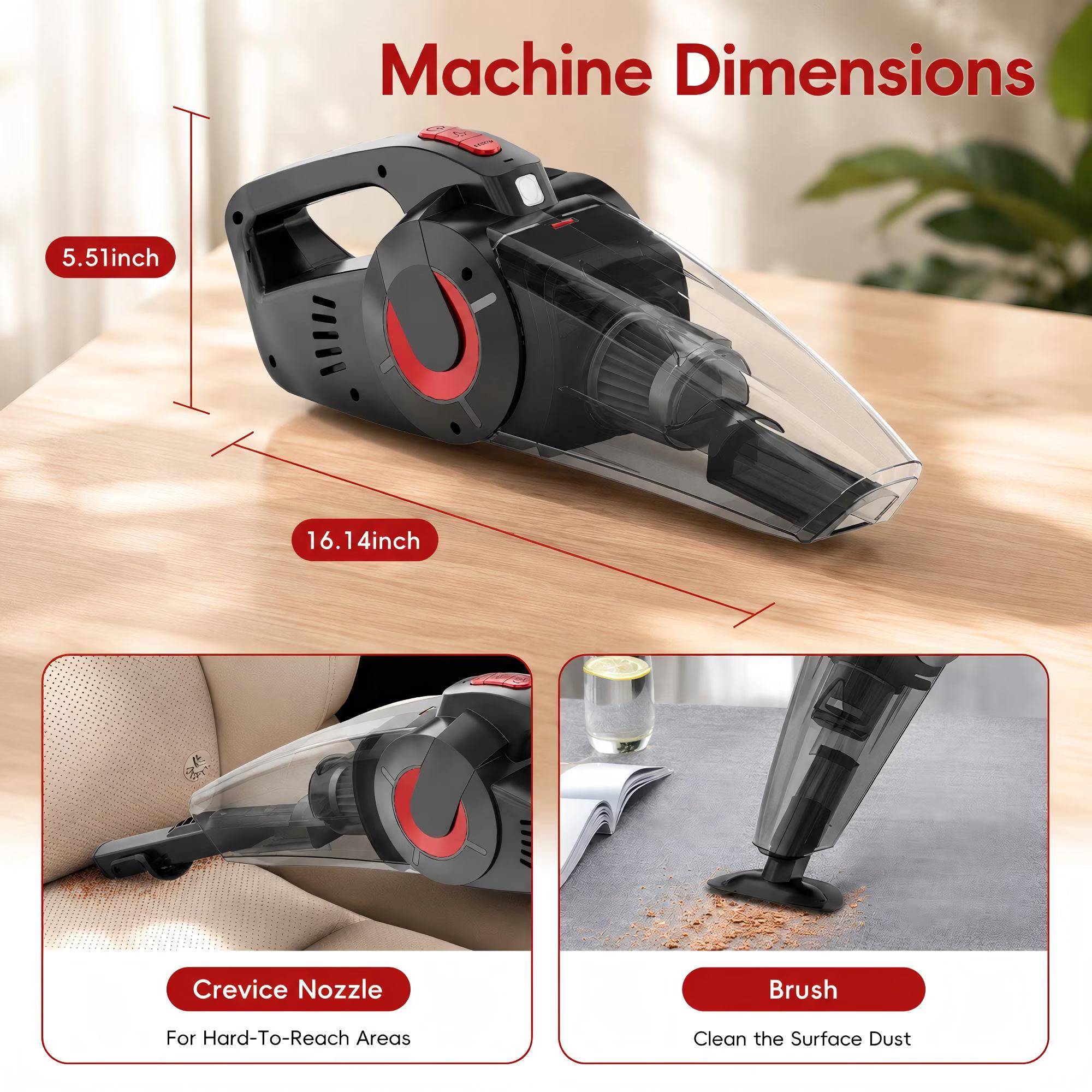 WHALL Cordless Handheld Vacuum Cleaner with Charging Dock, Lightweight Portable Design for Home Daily Cleaning, Countertop/Compact Storage