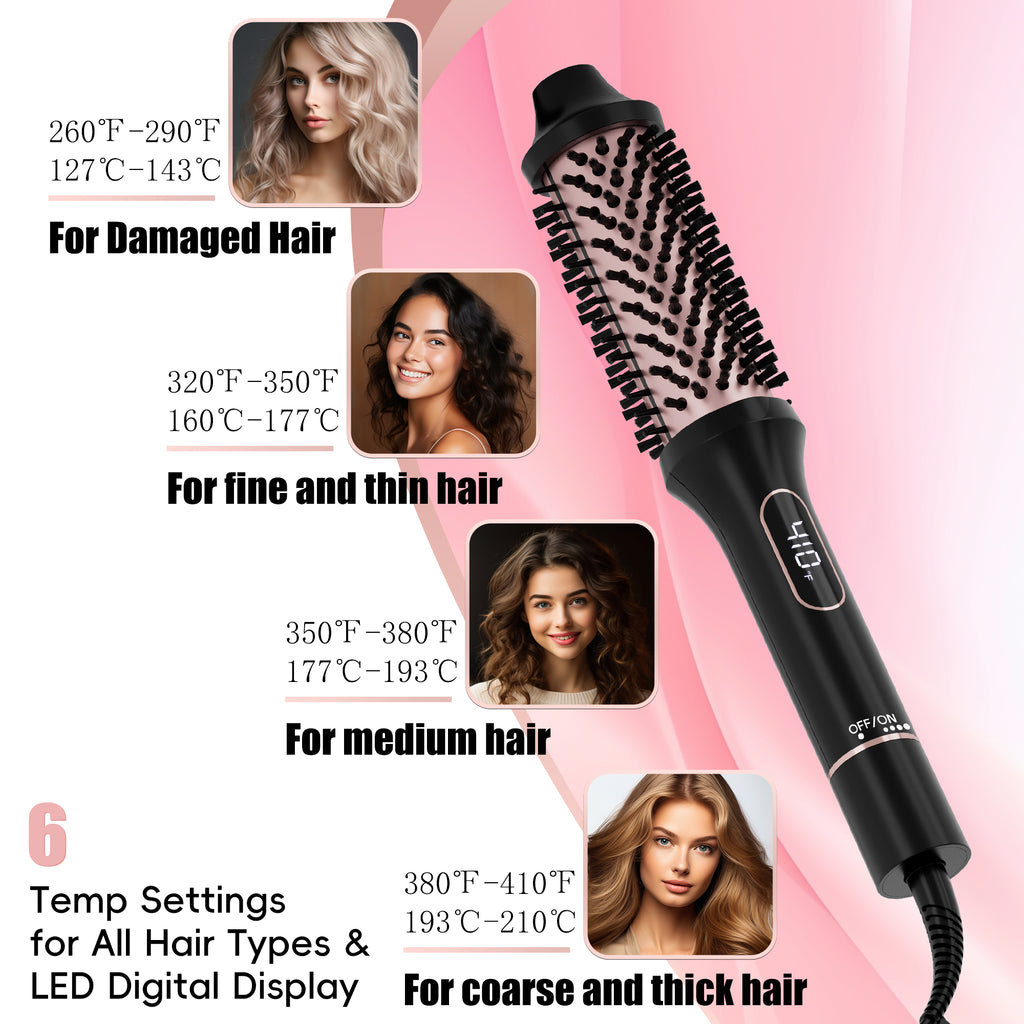 SKIMI Thermal Brush, Curling Iron, Heated Round Brush with LED Display and Ceramic Coating