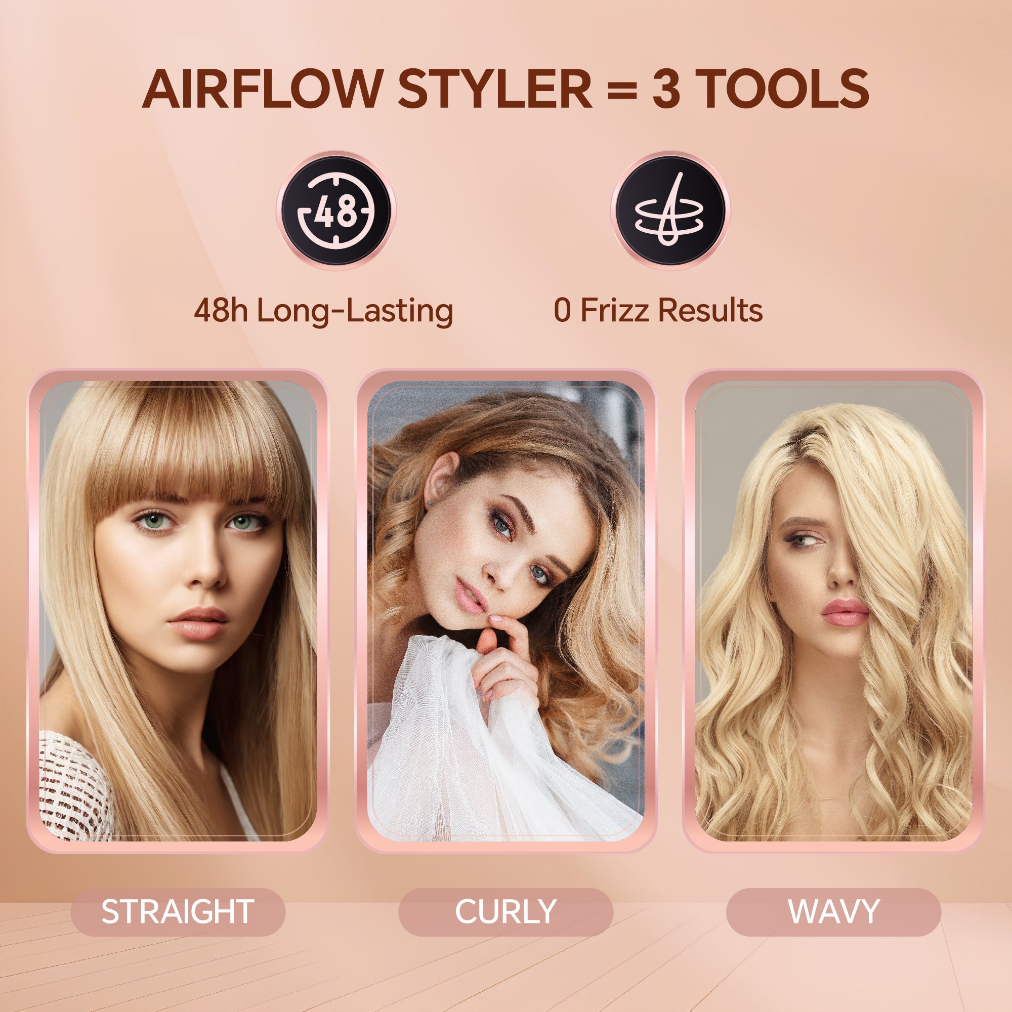Nicebay Hair Straightener, Airflow Styling, 1 inch Curling Wand Cool Air Vent, 5 Temp, Dual Voltage