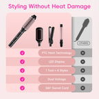Nicebay Curling Iron Set-Instant Heat Hair Curling Wand Set with Curling Brush,