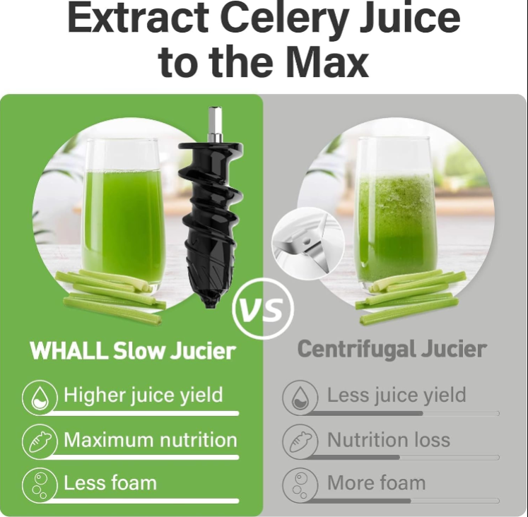 Whall Slow Masticating Juice - Cold Press Juicer Machines with Touchscreen，Reverse Function, Soft & Hard Produce, Quiet Motor