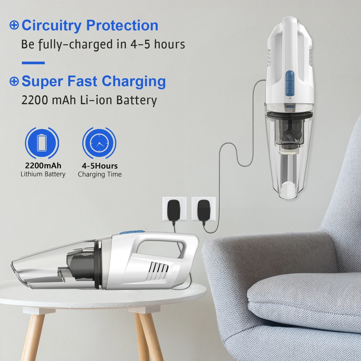 WHALL Cordless Wet & Dry Handheld Vacuum Cleaner