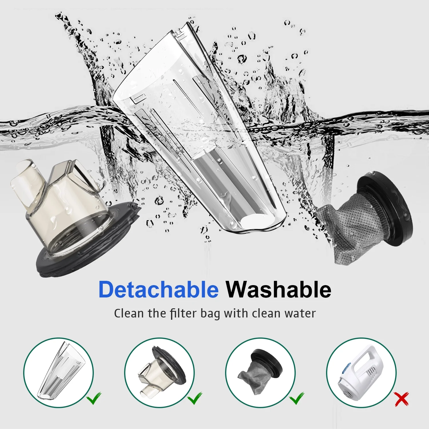 WHALL Cordless Handheld Vacuum, 8500PA Wet/Dry Portable for Home