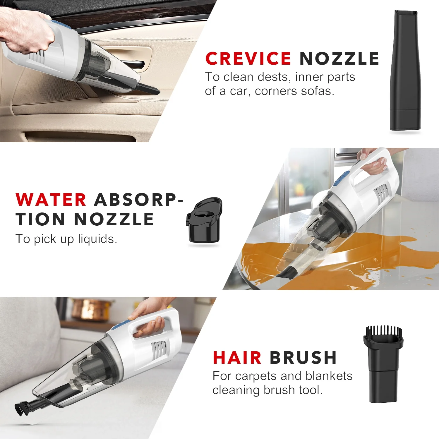 WHALL Cordless Handheld Vacuum, 8500PA Wet/Dry Portable for Home