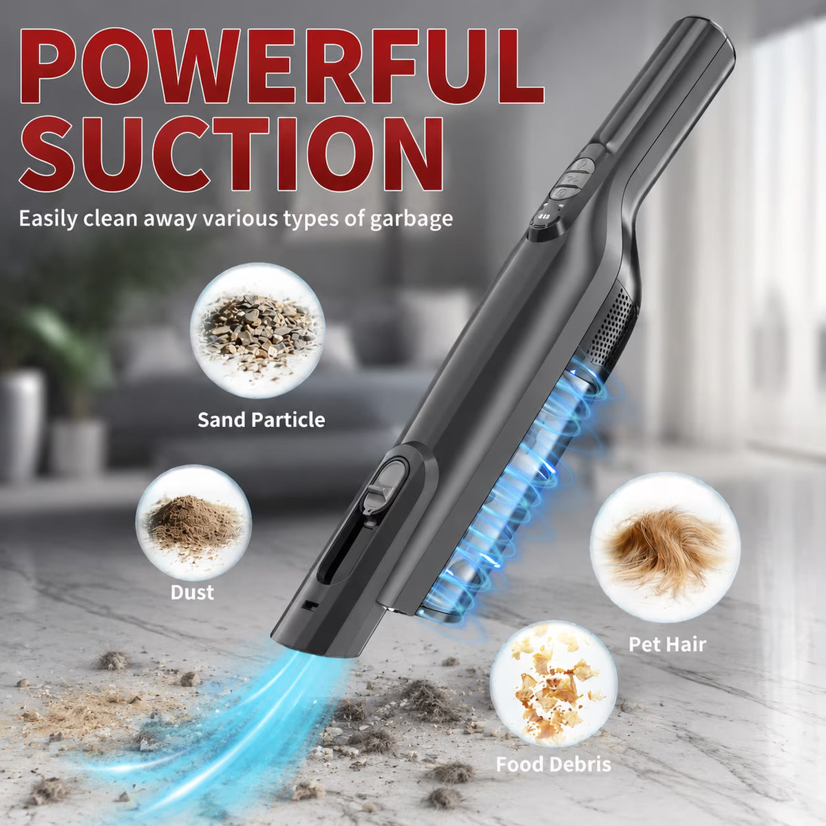 WHALL 15kPa Cordless Handheld Vacuum Cleaner