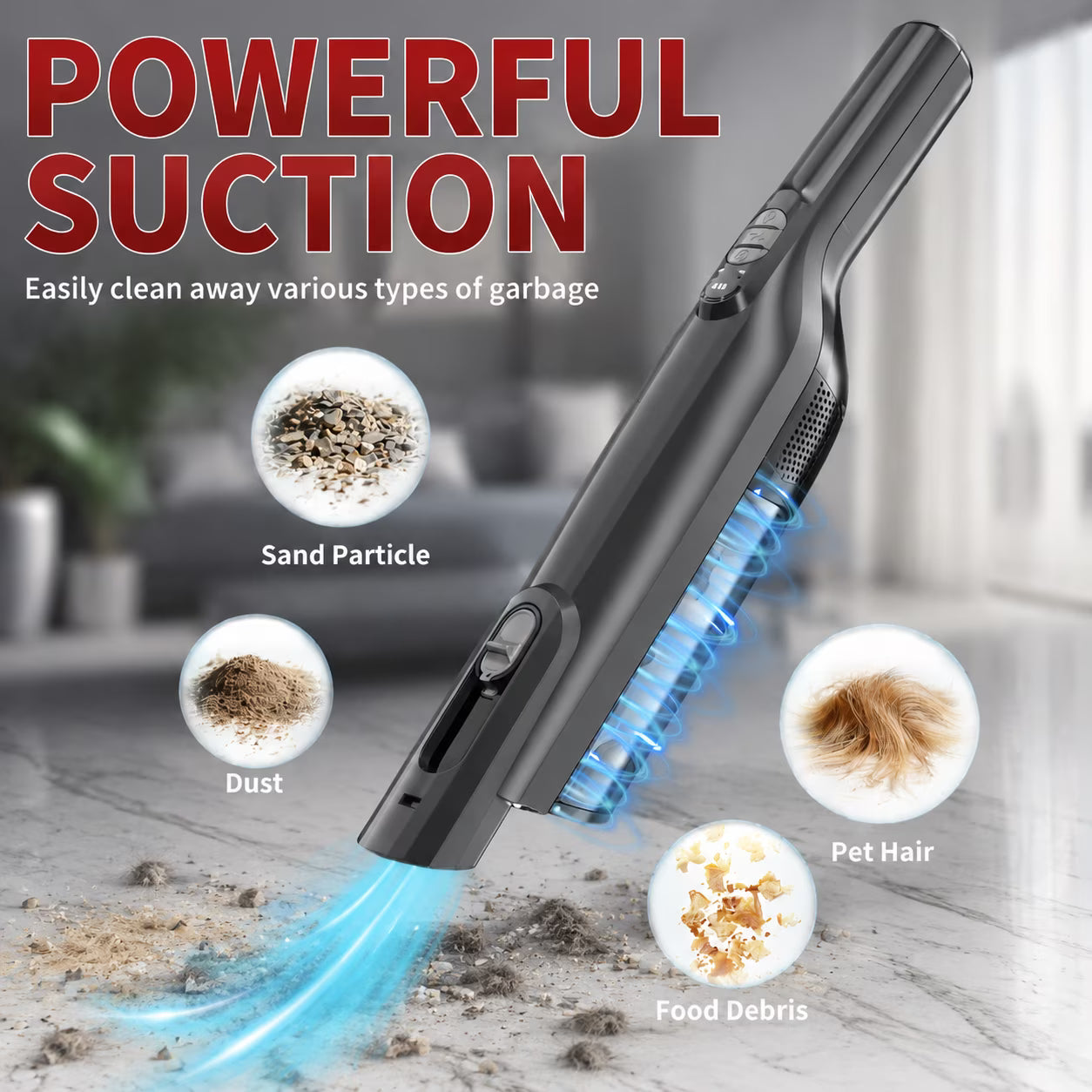 WHALL Cordless Handheld Vacuum Cleaner, Powerful Suction Portable Hand Vacuum with LED Light, Rechargeable Lightweight Mini Hand held Vacuum with HEPA Filte