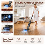 WHALL Cordless Wet Dry Vacuum Cleaner, 15kPa Suction Vacuum Mop Floor Washer with Self-Cleaning Brush Roll, Smart Voice Guidance, 0.6L Tank