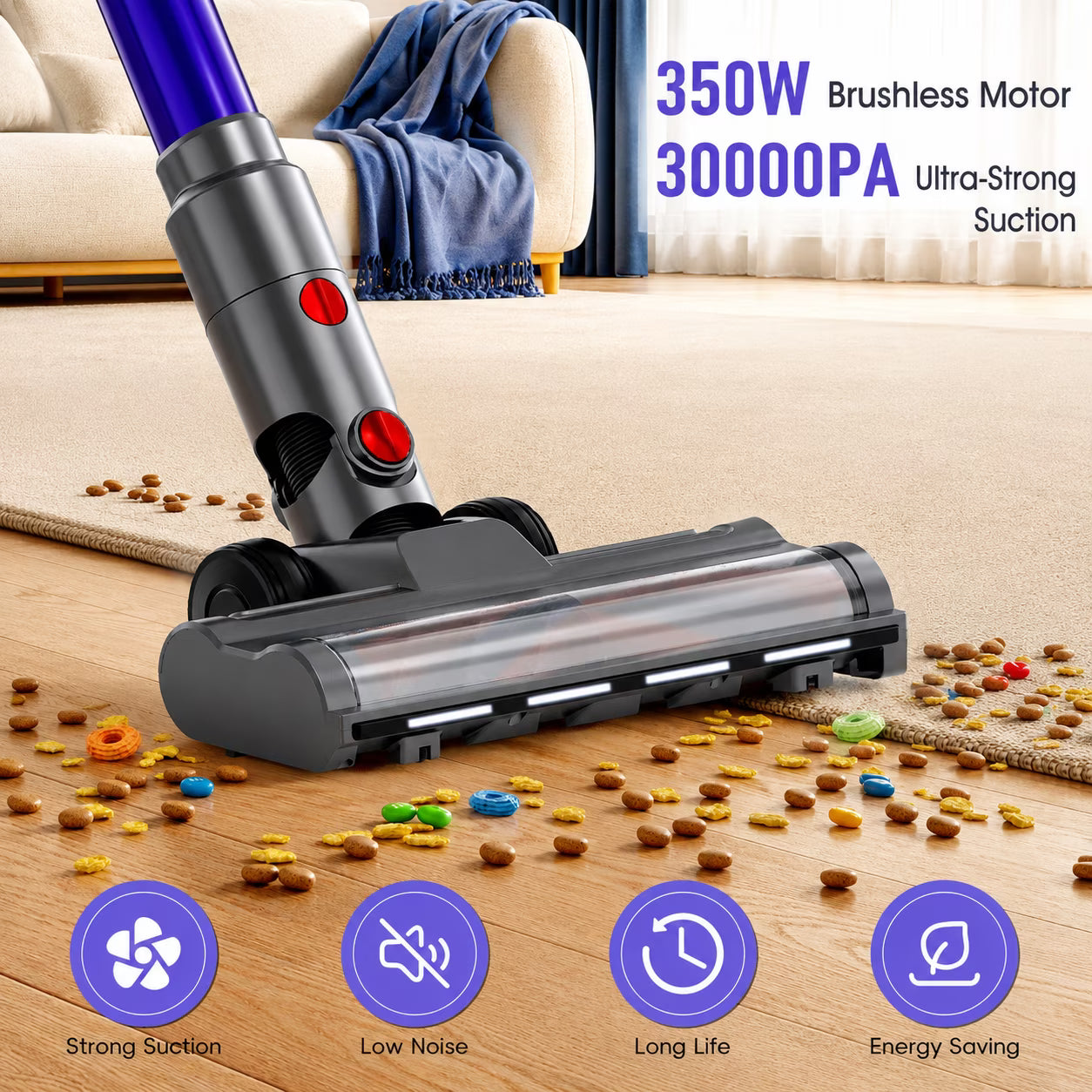 WHALL Cordless Stick Vacuum Cleaner with Brushless Motor