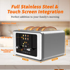 WHALL Touch Screen Toaster 4 Slice | Stainless Steel, Digital Timer, Sound | 6 Bread Types & Shades