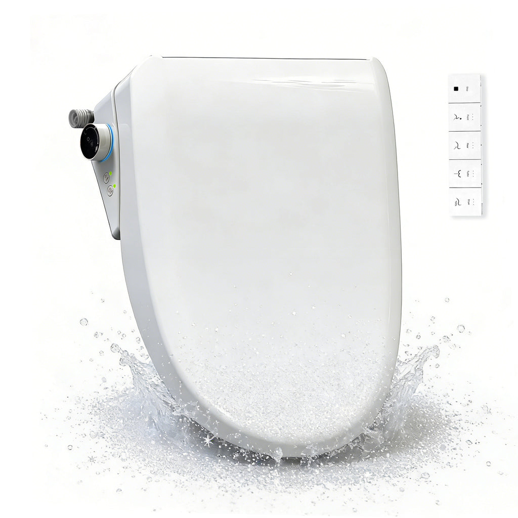 WHALL - Smart Bidet Toilet Seat, Retractable Dual Nozzles & Adjustable Pressure, Heated Seat & Warm Water