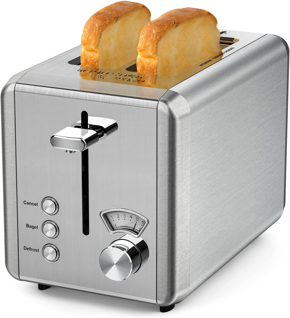 2 Slice Toaster Stainless Steel, 7 Toasting Levels with Warming
