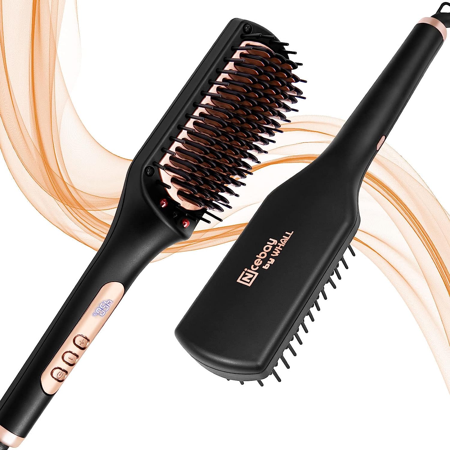 NICEBAY®HS-101 Hair Straightener Brush, Ionic Hair Straightener Comb with 6 Temp,Auto-Off & Anti-Scald & Effective Hair Care