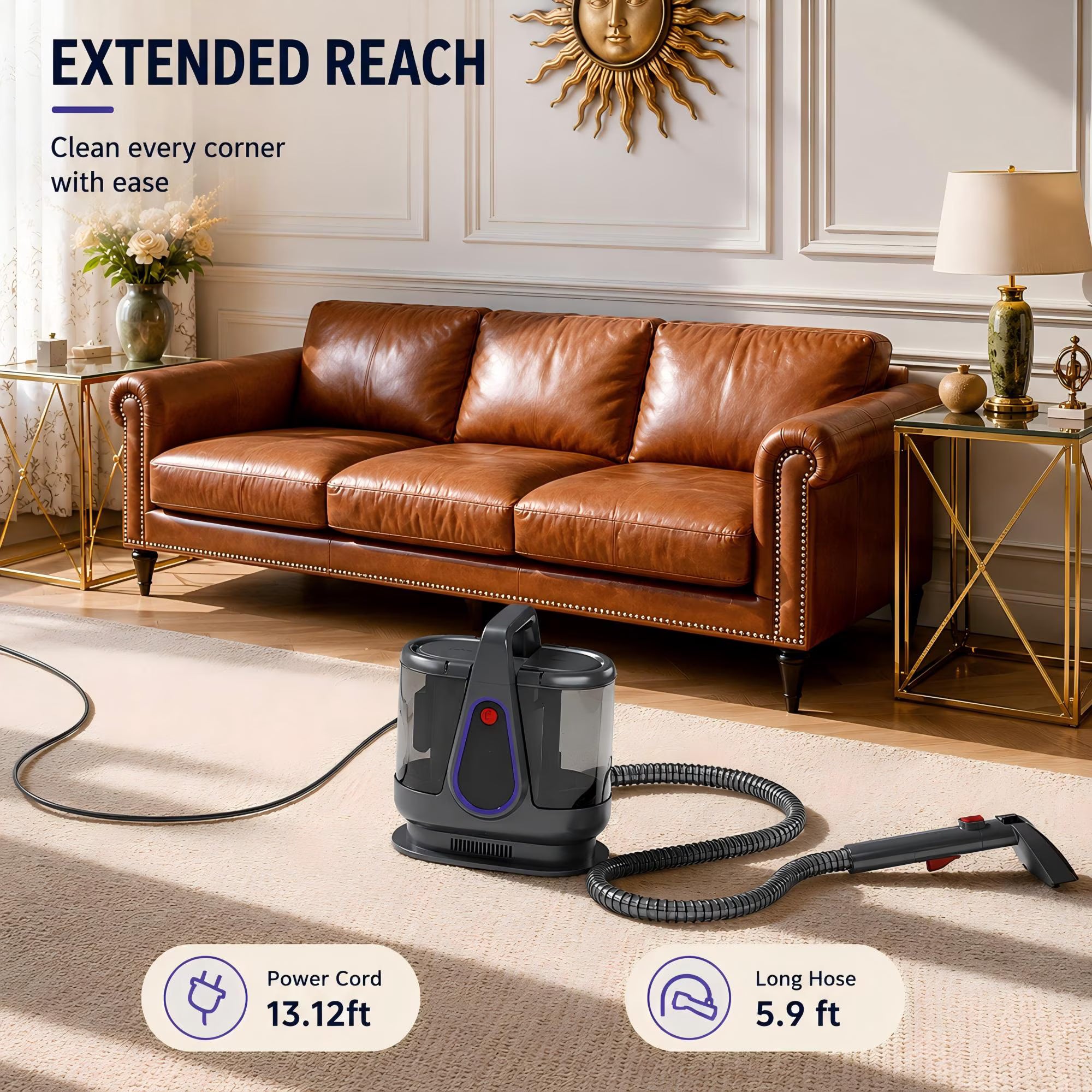 WHALL Carpet Cleaner Machine with Strong Suction for Upholstery, Carpets, Sofas, Stairs and Pet Stains