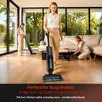 WHALL Cordless Wet Dry Vacuum Cleaner, 15kPa Suction Vacuum Mop Floor Washer with Self-Cleaning Brush Roll, Smart Voice Guidance, 0.6L Tank