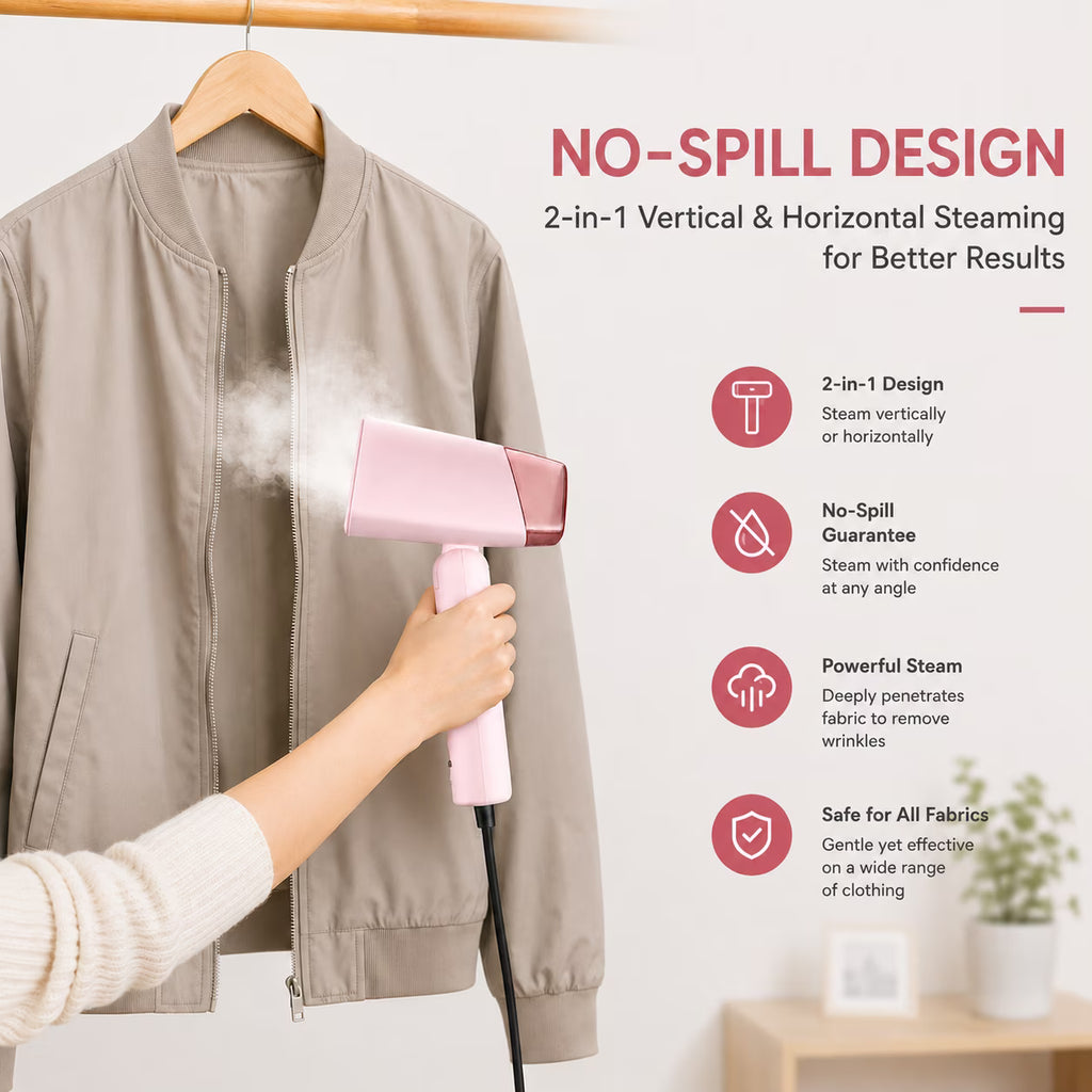 WHALL Foldable Handheld Steamer, Portable Lightweight Wrinkle Remover with Fast Heating & Powerful Steam, Compact Design Garment Steamer for Home and Travel