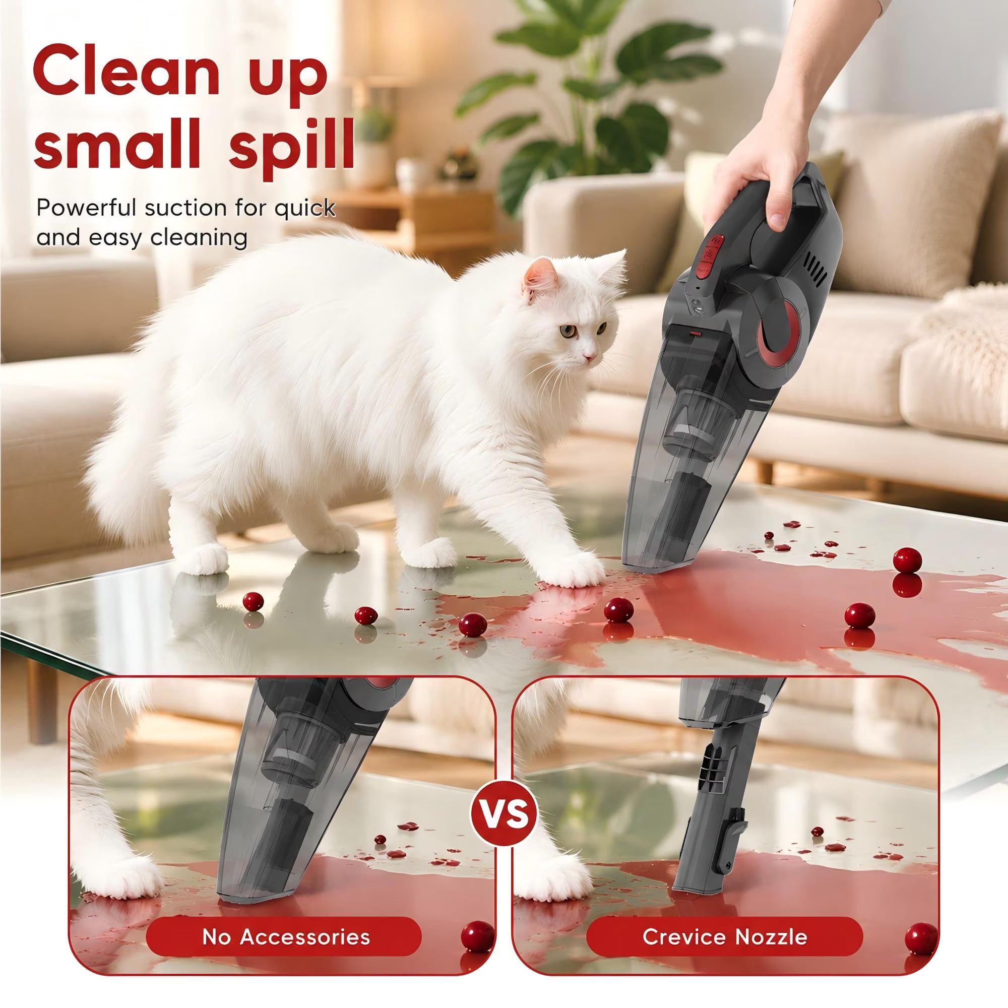 WHALL Cordless Handheld Vacuum Cleaner with Charging Dock, Lightweight Portable Design for Home Daily Cleaning, Countertop/Compact Storage