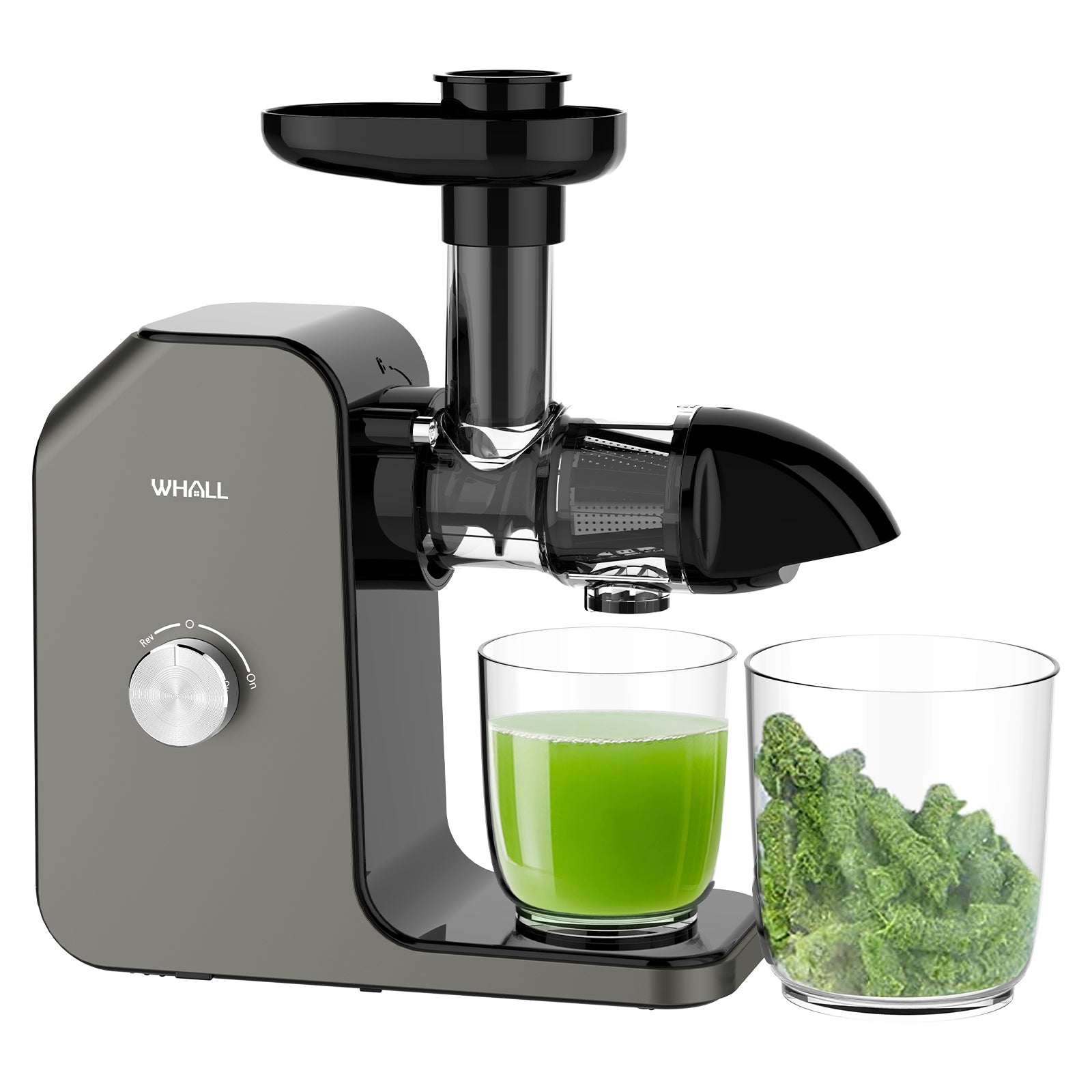 whall® Slow Juicer ZM1512, Masticating Juicer, Celery Juicer Machines, Cold Press Juicer Machines Vegetable and Fruit, Juicers with Quiet Motor & Reverse Function, Easy to Clean with Brush,Grey