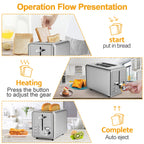 WHALL 2-Slice Stainless Steel Toaster