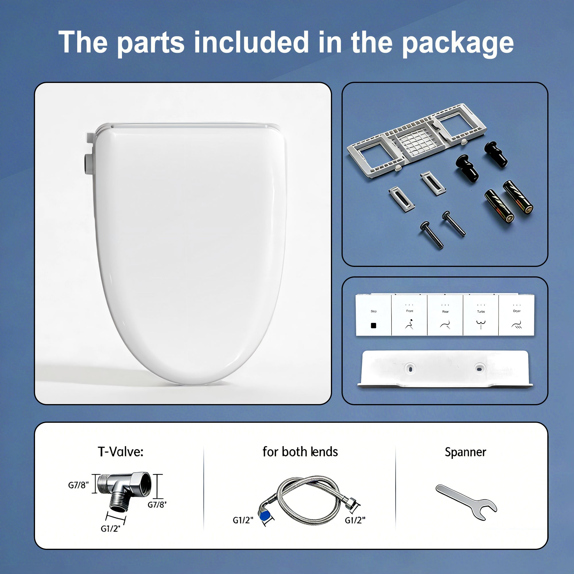 WHALL - Smart Bidet Toilet Seat, Retractable Dual Nozzles & Adjustable Pressure, Heated Seat & Warm Water