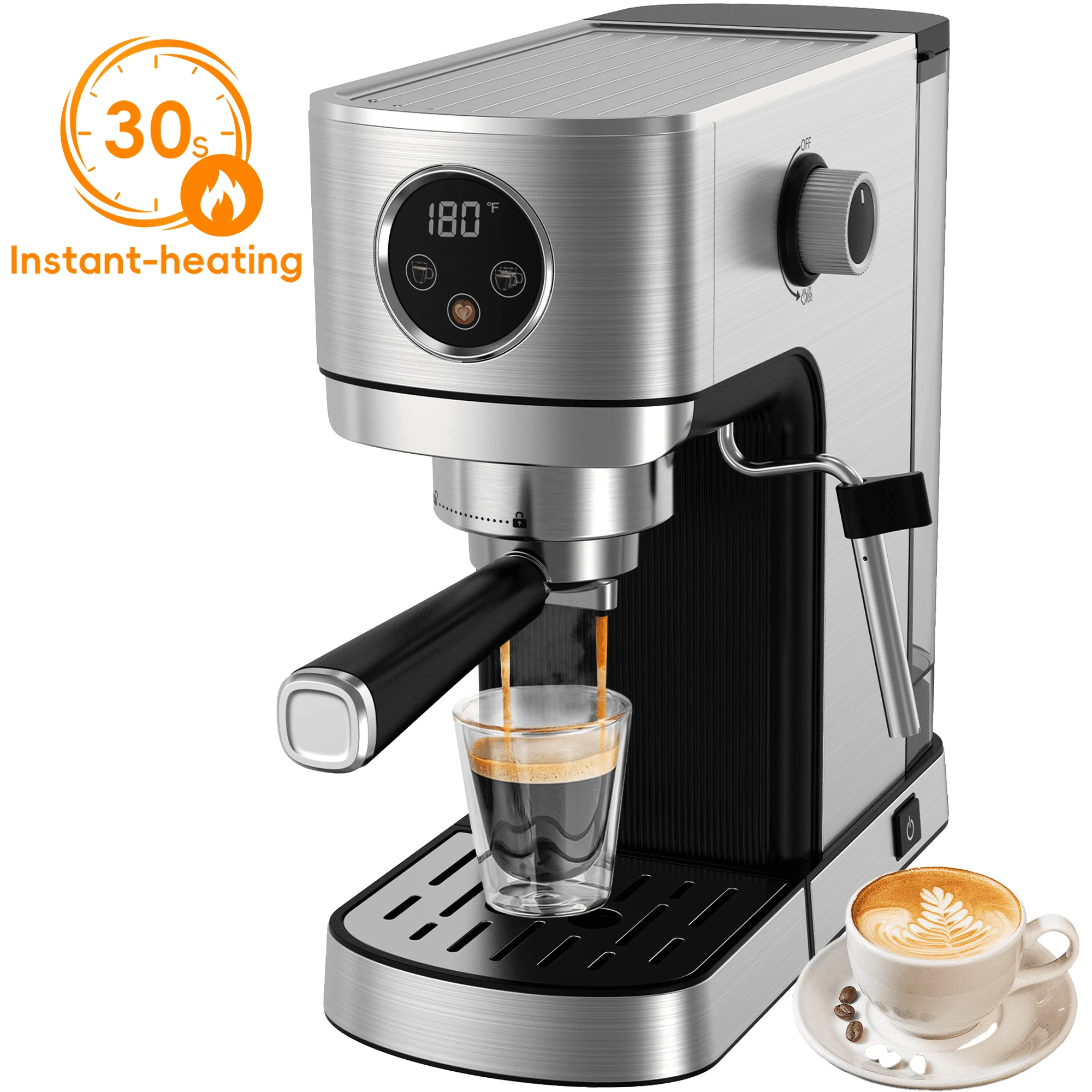 WHALL 20-Bar Semi-Automatic Espresso Machine