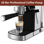 WHALL 20 Bar Touchscreen Espresso Machine & Coffee Maker – With Milk Frother Steam Wand, Stainless Steel Build & Removable Water Tank
