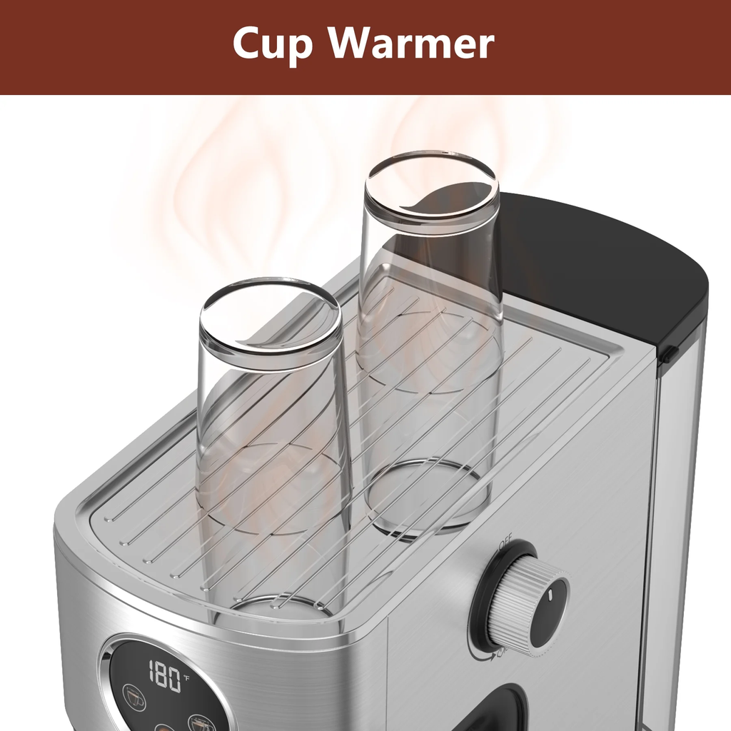 WHALL 20 Bar Touchscreen Espresso Machine & Coffee Maker – With Milk Frother Steam Wand, Stainless Steel Build & Removable Water Tank