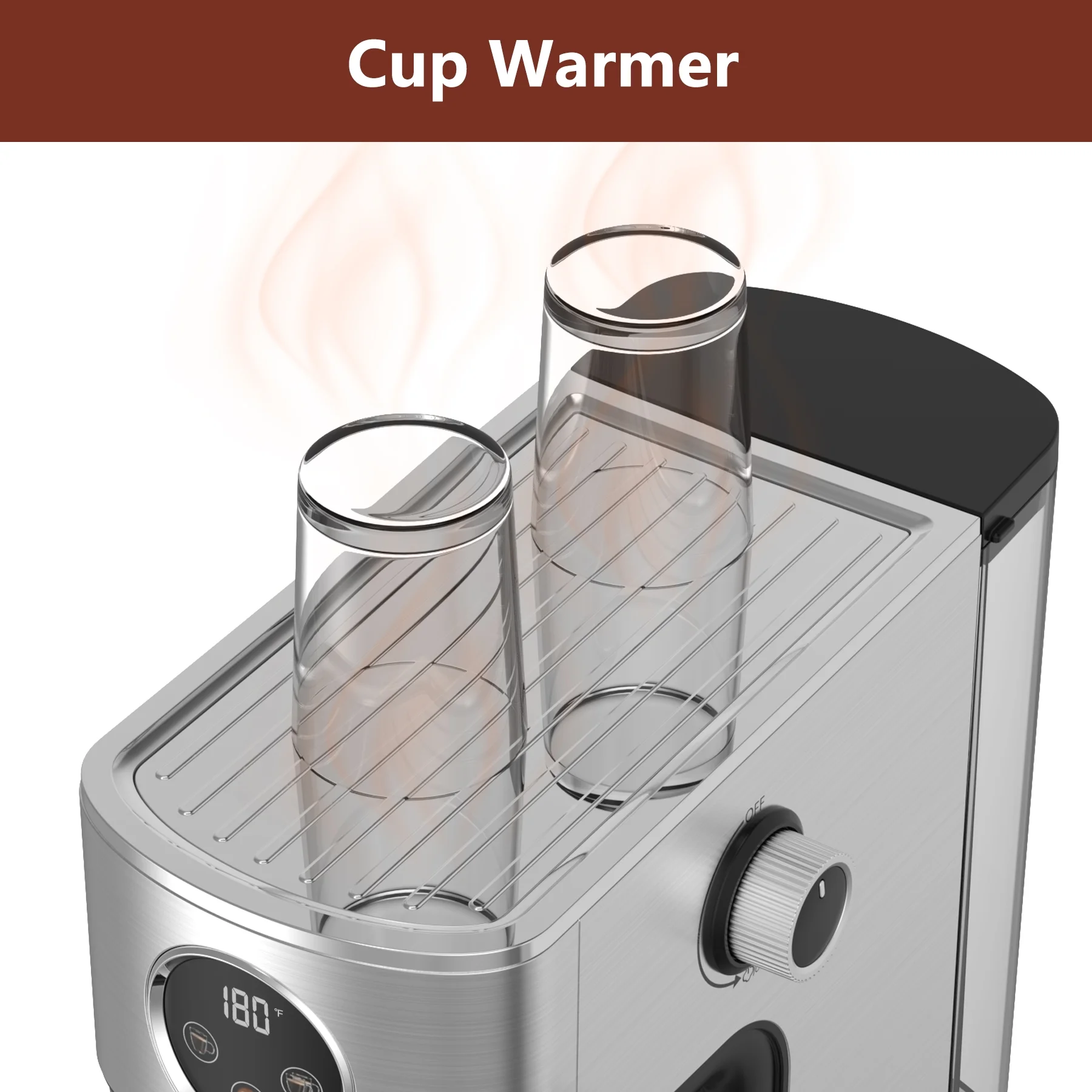 WHALL 20 Bar Touchscreen Espresso Machine & Coffee Maker – With Milk Frother Steam Wand, Stainless Steel Build & Removable Water Tank