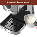 WHALL 20 Bar Touchscreen Espresso Machine & Coffee Maker – With Milk Frother Steam Wand, Stainless Steel Build & Removable Water Tank