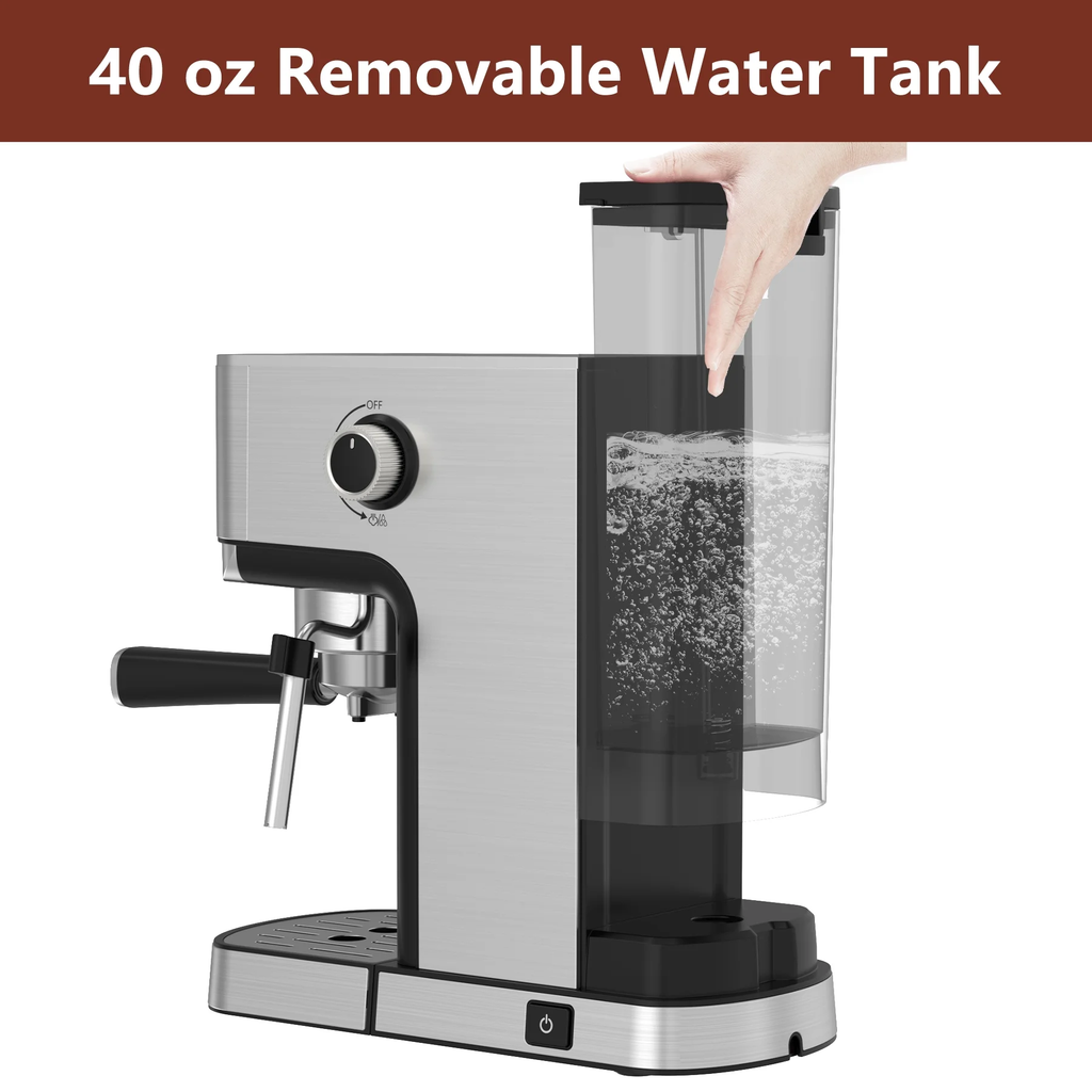 WHALL 20 Bar Touchscreen Espresso Machine & Coffee Maker – With Milk Frother Steam Wand, Stainless Steel Build & Removable Water Tank
