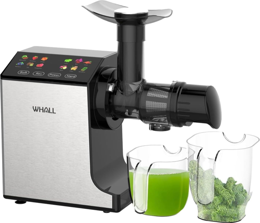 Whall Slow Masticating Juice - Cold Press Juicer Machines with Touchscreen，Reverse Function, Soft & Hard Produce, Quiet Motor