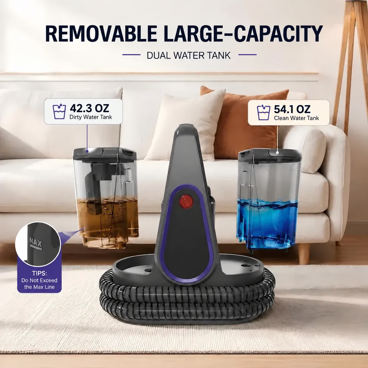 WHALL Carpet Cleaner Machine for Upholstery, Carpets, Sofas, Stairs and Pet Stains