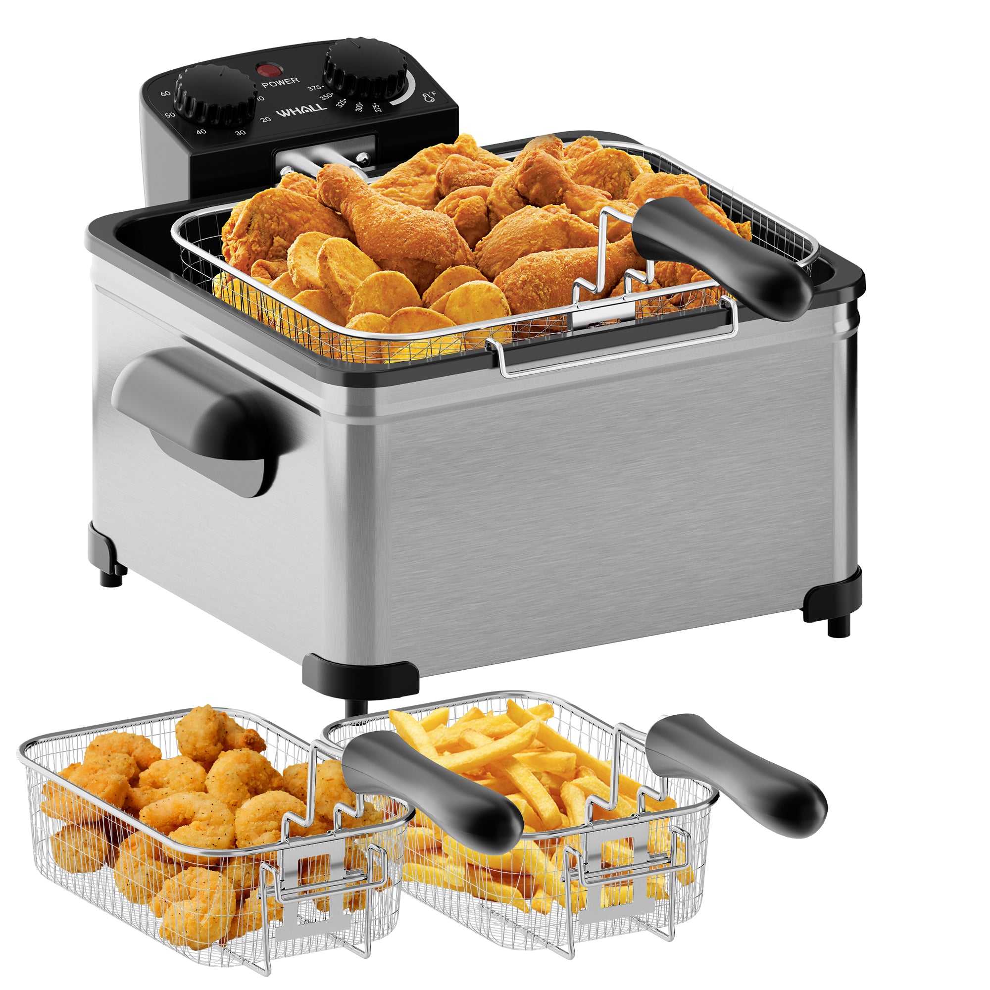 WHALL 5L Triple-Basket Electric Deep Fryer
