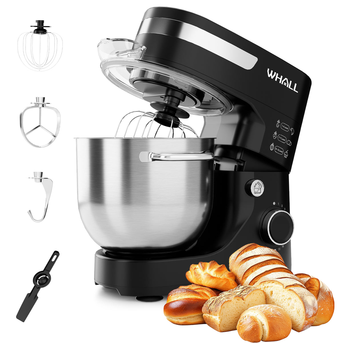 WHALL 5.5QT 12-Speed Stand Mixer