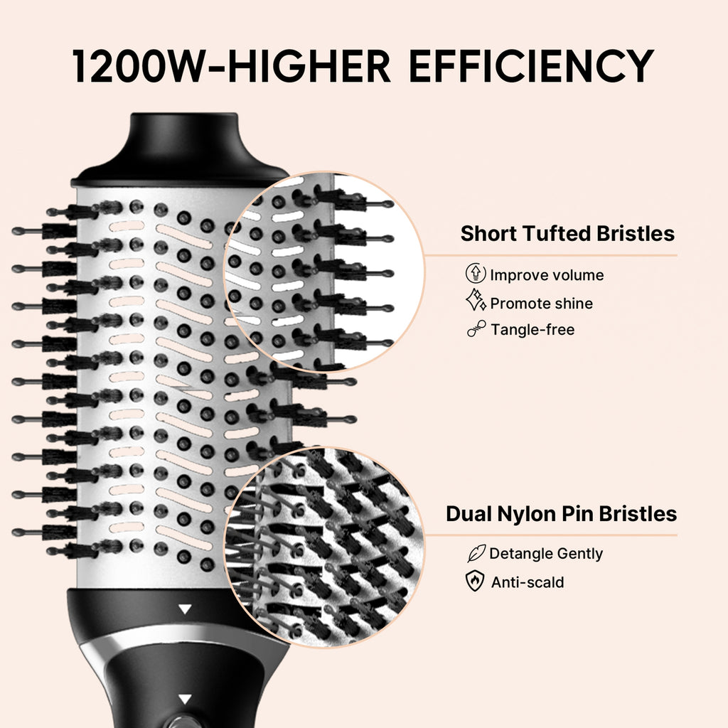 Nicebay Hair Dryer Brush, Black Blow Dryer Brush, Curly, Dry, Oval Hot Air Brush
