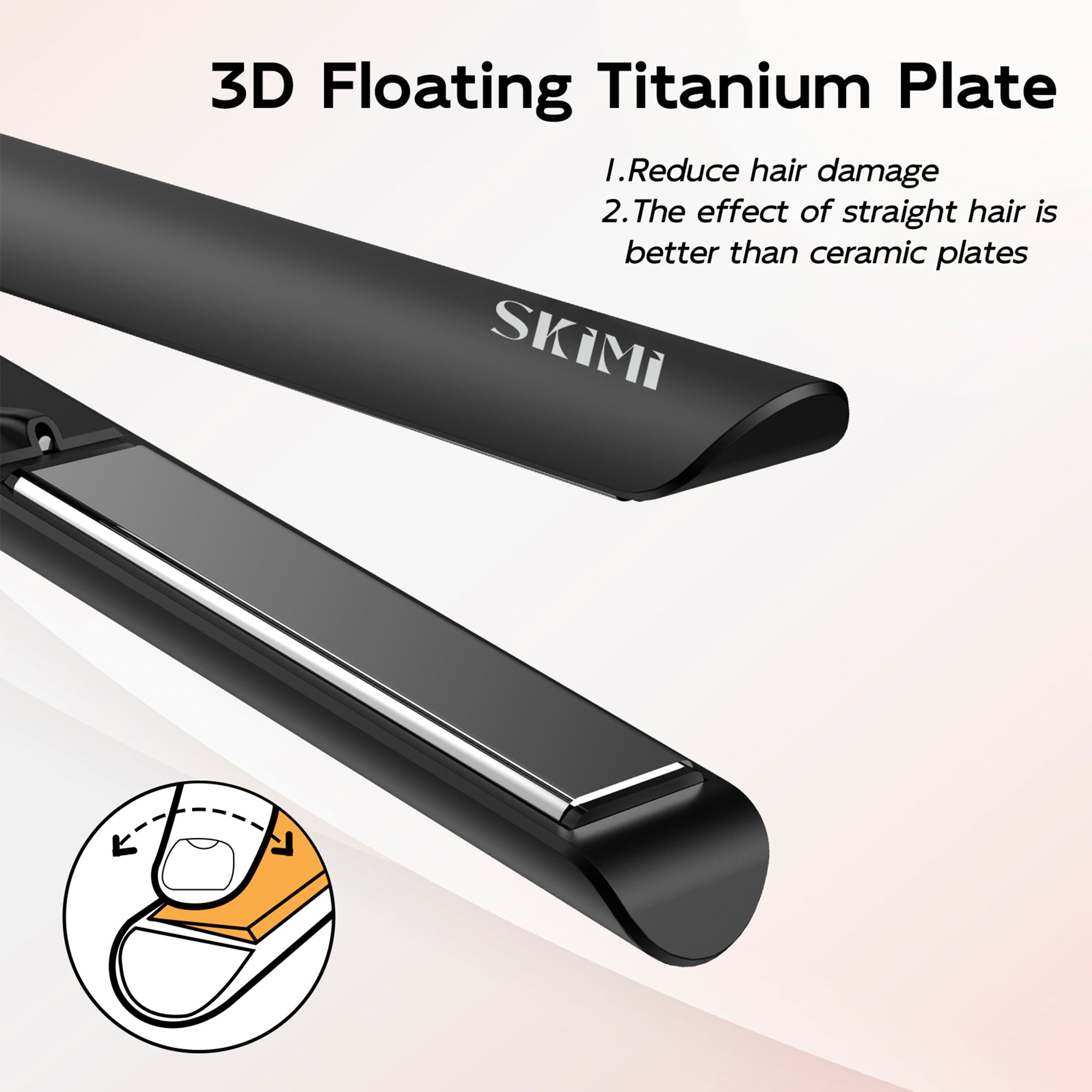 SKIMI Hair Straightener Flat Iron, Hair Straightening, Curling-5 Temp, Dual Voltage,Fast Heat